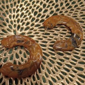 Vintage Brown and Black Hoop Earrings